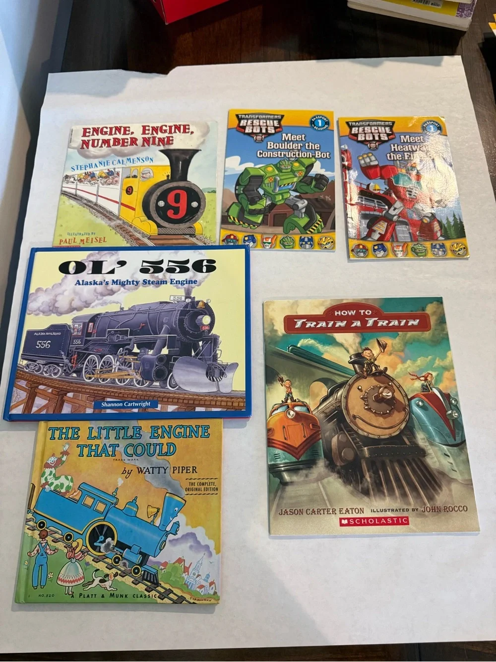 Children's Book Lot - Trains, Rescue Bots and Firefighters - 9  Books